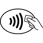 Universal pay symbol is used to show customers when they can pay using a mobile wallet.