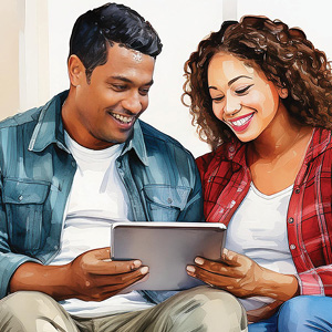 couple using tablet