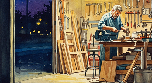 man working in his garage